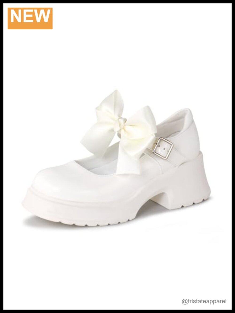 Platform Mary Jane Chunky Block Heels Ankle Strap Detachable Bow Work Wedding